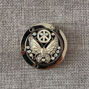 Rhinestone Handbag Hanger | Purse Hook | Peace Sign & Angel Wings